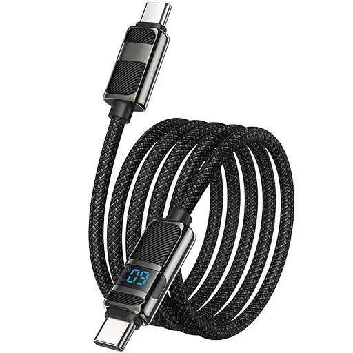 Дата кабель Hoco U137 Line with display Type-C to Type-C 60W (1.2m) Black - фото 4