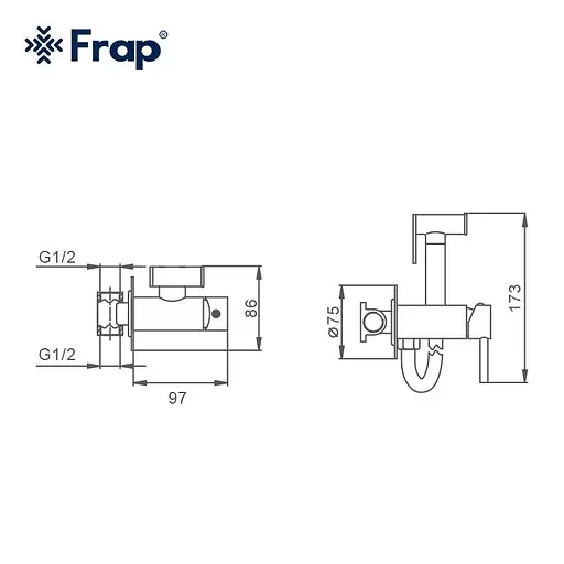 Набір гігієнічного душу прихованого монтажу Frap F7505-6, чорний, Чорний матовий - фото 9
