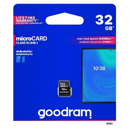 Карта памяти GOODRAM microSDHC 32GB Class 10 UHS I + ad M1A0-0320R12 - фото 2