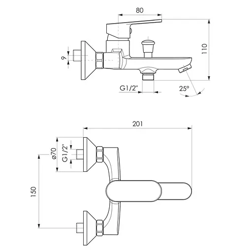Смеситель для ванны Imprese Laska black 10040B Черный - фото 2