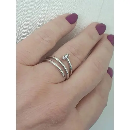 Серебряное кольцо Империя золота Гвоздь с фианитами. КВ1351С 16,5 - фото 5