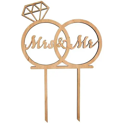 Заготовка Rosa Talent топер на торт Mrs&Mr фанера 14х21 см