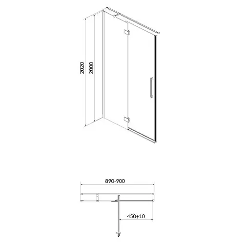 Душові двері Cersanit Crea розпашні 900x200 праві S159-006, Права, прозорий, хром - фото 3