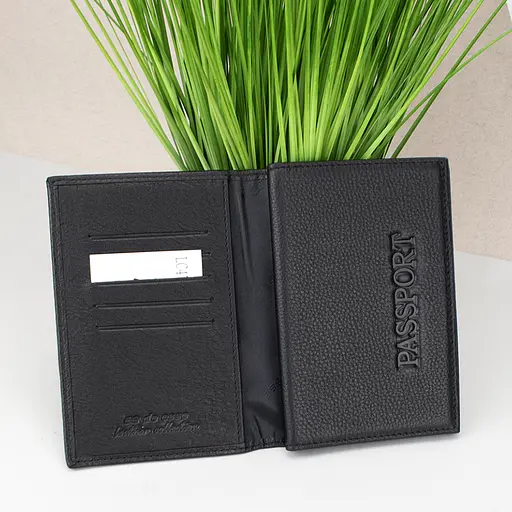 Обложка для паспорта и карт De Esse LC-47043-1 кожаная черная 2 в 1 - фото 3