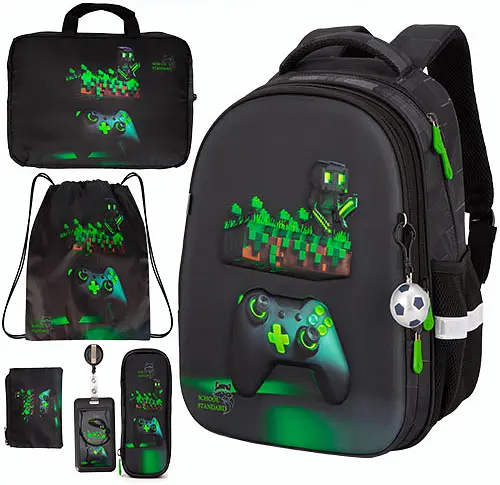 Ортопедичний шкільний рюкзак 6 в 1 для хлопчика School Standard 38х30х18 см Майнкрафт для молодших класів (170-57)