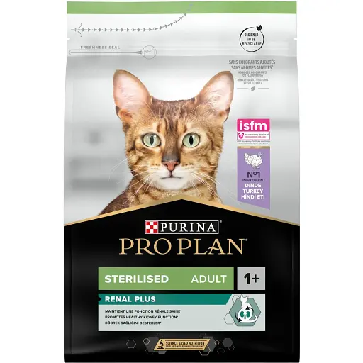 Уцінка. Сухий корм для стерилізованих котів Purina Pro Plan Sterilised Adult 1+ Renal Plus з індичкою 3 кг (12369078)   - фото 2