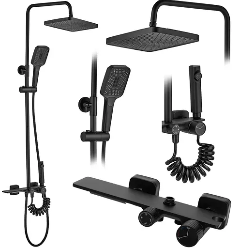 Душова система Rea Helix black з виливом REA-P6618, Чорний матовий - фото 8