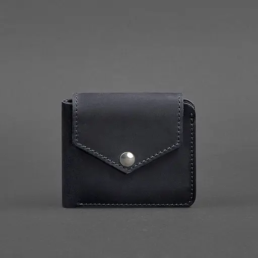 Кожаное портмоне 4.2 на кнопке синее Crazy Horse - фото 9