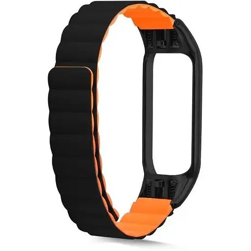 Ремешок Ribbed Silicone Mi Band 7 Черный Orange (01) - фото 1