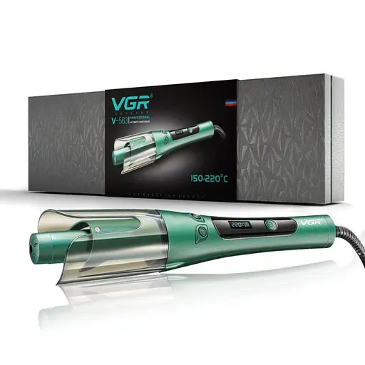 Плойка для автоматической завивки волос VGR V-583 с LED-дисплеем 3 режима Зеленый 35 Вт - фото 9