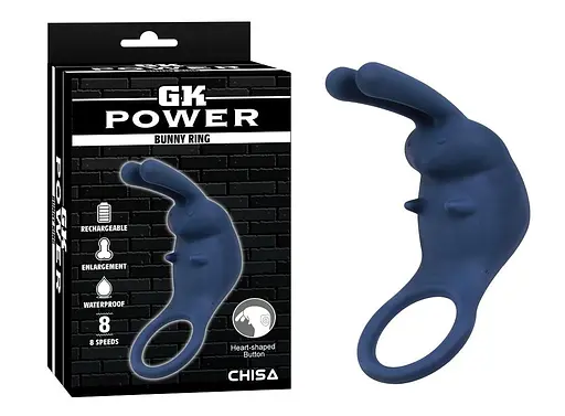 Эрекционное кольцо GK Power Bunny Ring 11.8 см синий - фото 3