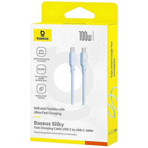 Дата кабель Baseus Silky Series OS Fast Charging Type-C to Type-C 100W (1m) (P10377704) Galaxy Blue - фото 4