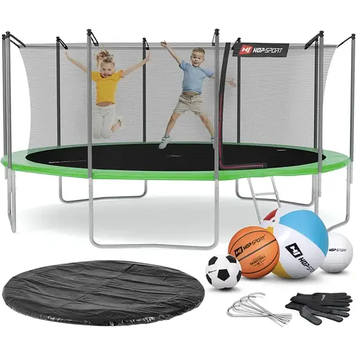 Батут Hop-Sport 16ft (488см) зелений із внутрішньою сіткою