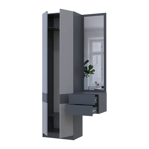 Прихожая Сола 1+2 Doros Графит / Серый ДСП / зеркало 105х40х215 (42005153) - фото 4