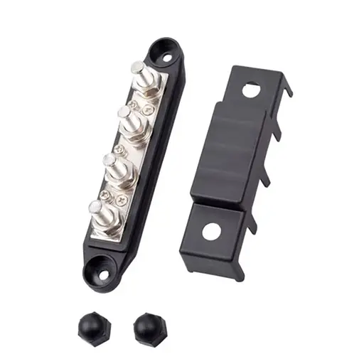 Распределительный блок с шиной Bus Bar с 4-мя шпильками М10 для соединения кабелей 12-48V DC, до 250A (черный) - фото 3