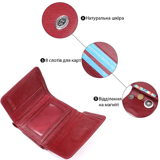 Жіночий гаманець із натуральної шкіри ST Leather 11.5х8.5х2 см acs0029648 - фото 4