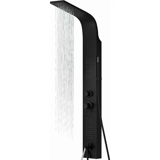 Душова панель Corsan Alto black LED з виливом A017MBLLEDW, Чорний матовий - фото 1