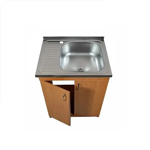 Тумба для кухні з накладною нержавіючою мийкою ЛДСП 60х50х83 см Вільха (52867-01151) - фото 5