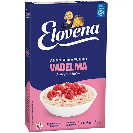 Овсяная каша-минутка Elovena с малиной 210 ​​г (35 г х 6 шт.) - фото 1