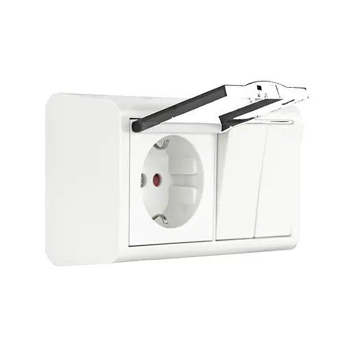 Розетка Ovivo Electric Nivo, подвійна з заземленням, з кришкою + 2-й вимикач, накладна, біла - фото 2