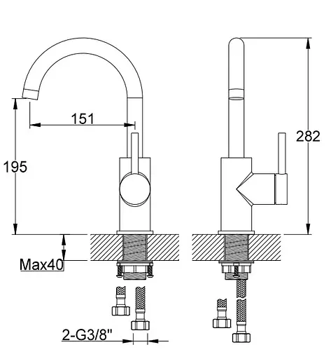 Змішувач для кухні Kohlman Axel graphite QB150AG Графіт - фото 2