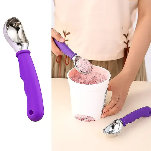 Ложка с силиконовой ручкой для мороженого, бисквитного теста, замороженного йогурта 18 см, Kitchen Master Фиолетовый 87553 - фото 2