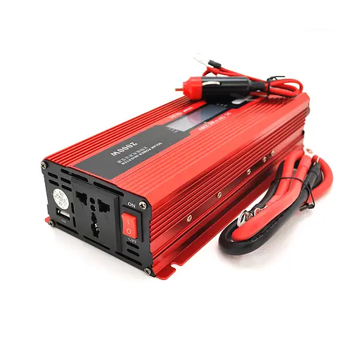Инвертор напряжения UKC+LCD 2000ВА(1200Вт) 12/220V approximated 1 универсальная розетка клеммы - фото 1