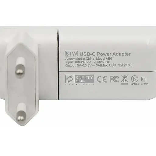 Блок живлення до ноутбуку PowerPlant APPLE 220V, 20V 61W (USB Type-C) (AP61HCUSB) - фото 3