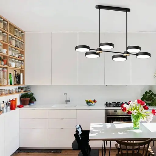 Люстра підвісна світлодіодна Sirius B X13284/6 BK+WOOD чорна - фото 2