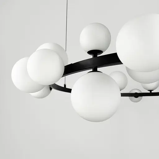 Кольцевая люстра с 24 белыми плафонами в черном корпусе Ø 120 см | Line F | Ст. AT32/24R BK+WT - фото 4