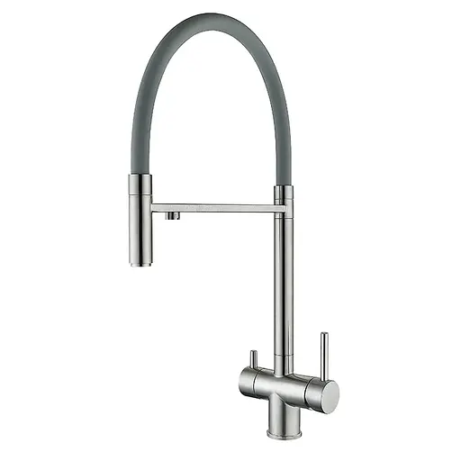 Смеситель для кухни на две воды с гибким изливом Zerix KIT-021 ZX4861 Нержавеющая сталь - фото 1