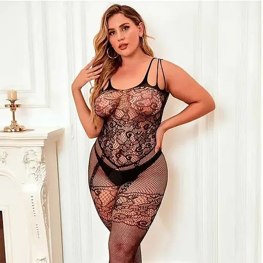 Бодістокінг великого розміру з відкритим доступом XL/3XL Чорний K000816