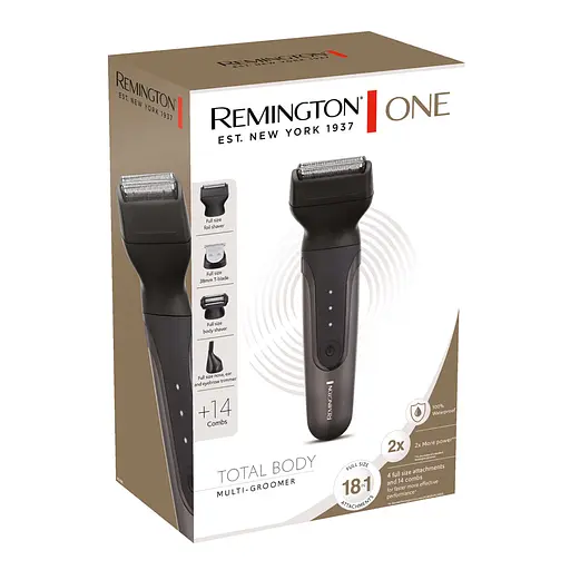Триммер Remington One, для бороды, усов, головы и тела, носа и ушей, акум., насадок-18, сталь, черный - фото 8
