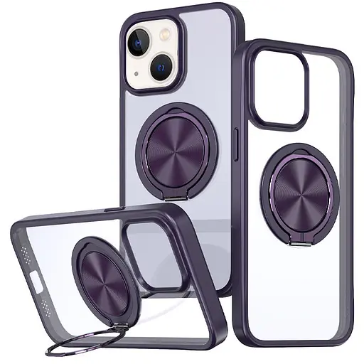 Чохол Epik TPU+PC Metal Ring with MagSafe для Apple iPhone 15, 6.1 Темно-фіолетовий - фото 1