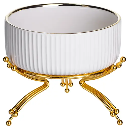 Салатник порцеляновий на металевій підставці Ø16 (см) тарілка для салату салатниця Золото Yiwu LB-1568G