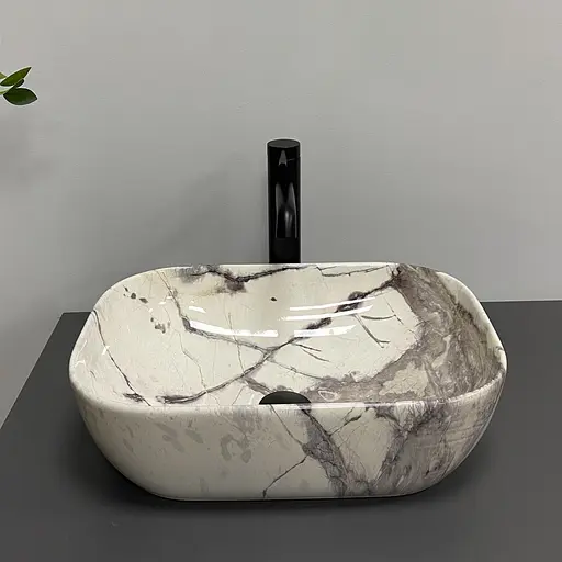 Умивальник VBI Ravenna sand glossy накладний VBI-011231, Мармур - фото 3