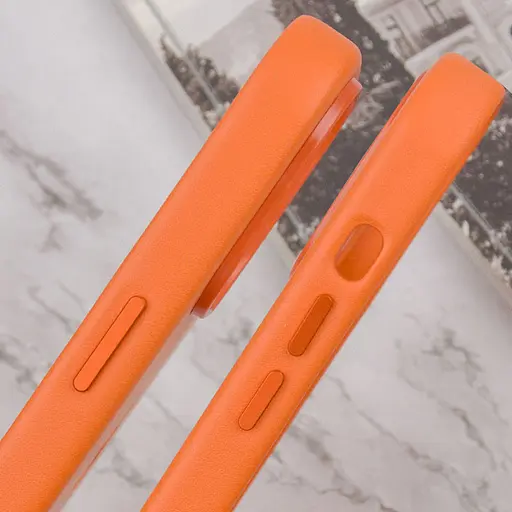 Шкіряний чохол Epik Leather Case AAA with MagSafe and Animation для Apple iPhone 14, 6.1 Orange - фото 5