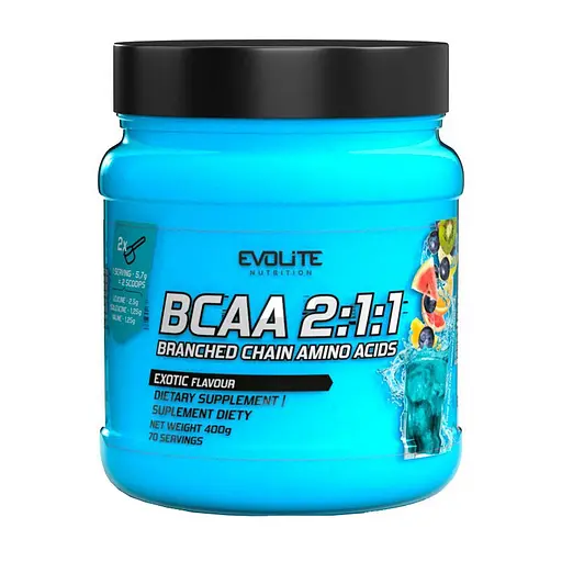 Амінокислота BCAA Evolite Nutrition BCAA 2:1:1, 400 грам, Екзотичний