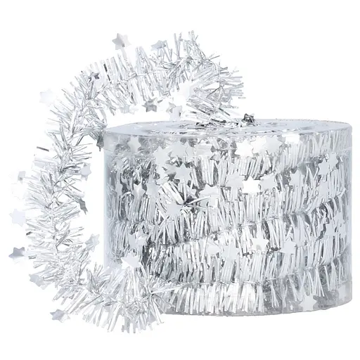 Мішура декоративна Chomik із зірками срібляста 7 м (GIF3331)