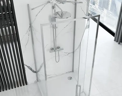 Душевая кабина Rea Rapid Swing 100x100 chrome пристенная REA-KPL-09123, Универсальная, прозрачный, хром - фото 2