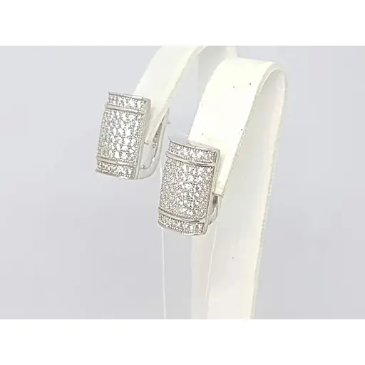 Срібні сережки Подіум з фіанітами. GE5878 - фото 3