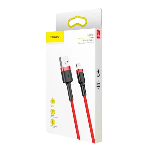 Кабель Baseus Cafule Cable USB For Lightning 1.5A 2m Red+Red - фото 2