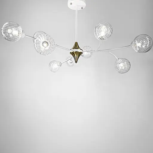 Белая люстра с поворотными веточками на 9 плафонов Line.F K 21/9 WT+CL new - фото 2