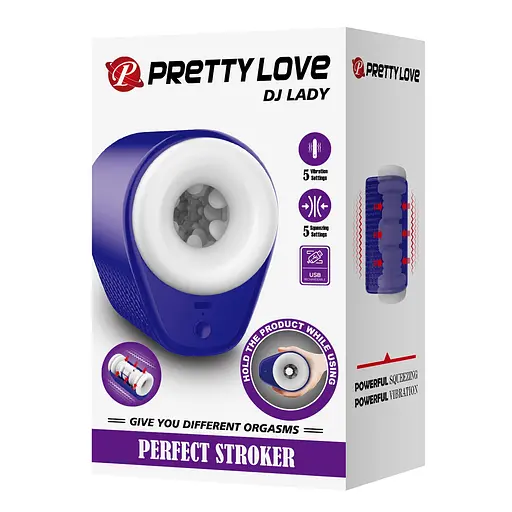 Мастурбатор Pretty Love Dj Lady з вібрацією синій - фото 3