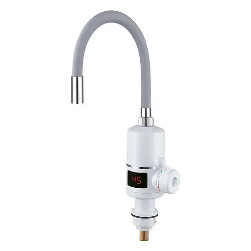 Проточный водонагреватель для кухни гибкий излив датчик температуры 3,0 кВт белый Wezer SDR-G05T - фото 1