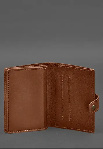 Кожаная обложка-портмоне для военного билета офицера запаса (узкий документ) Светло-коричневая - фото 6