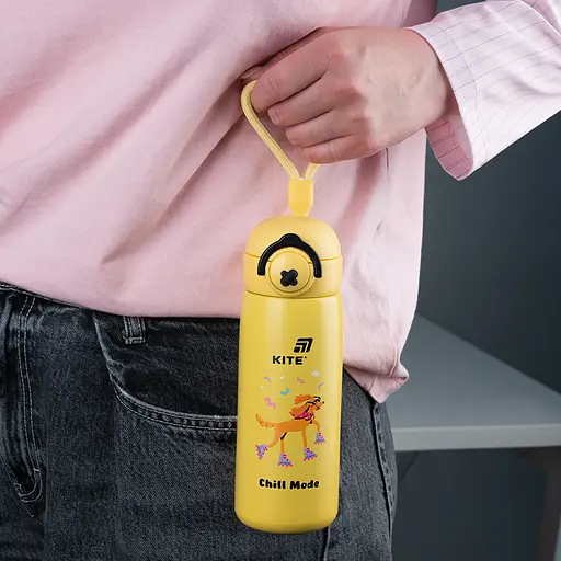 Термос з кнопкою Kite Chil mode жовтий 430 мл (K25-1221-2) - фото 6