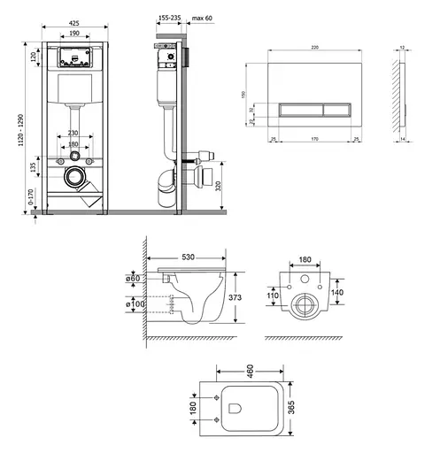 Набір Q-tap Nest 4 в 1 підвісний унітаз Gemini Ultra Quiet 530х365х373 + комплект інсталяції QT2533076EUQW46165 - фото 2
