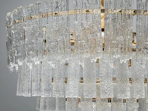 Вишукана люстра підвіс зі скляними пелюстками на 9 ламп, колір золото - фото 3