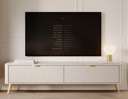 Тумба під телевізор Perfect Home Ланте / Lante 2-дверна з золотими ніжками 2D/163 Беж (PFH-091118)